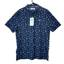 Original Penguin Mens M/M Black Iris All Over Print Short Sleeve Polo Shirt NWT