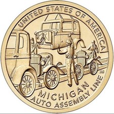 2025 PD 2 Coin Set - Michigan - American Innovation 1 $ Dollar aus US Mint Rolle