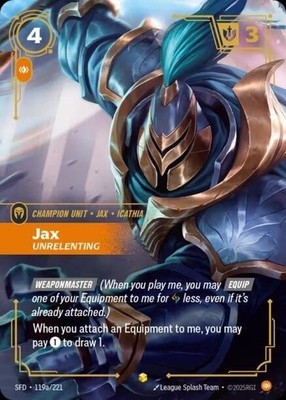 Riftbound Jax, Unrelenting (V.2 - Showcase) Spiritforged, League of Legends, NM