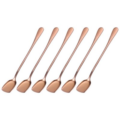 Set of 6 Stainless Steel Ice Spoons, 7.5-Inch Dessert Spoons Rose Gold