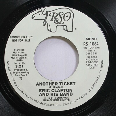 Rock Promo 45 Eric Clapton And His Band - Another Ticket / Another Thicket On Rs