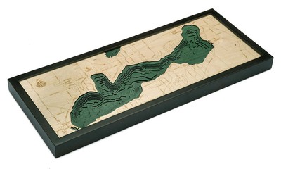Lake Geneva, WI Wood Carved Topographic Depth Chart / Map