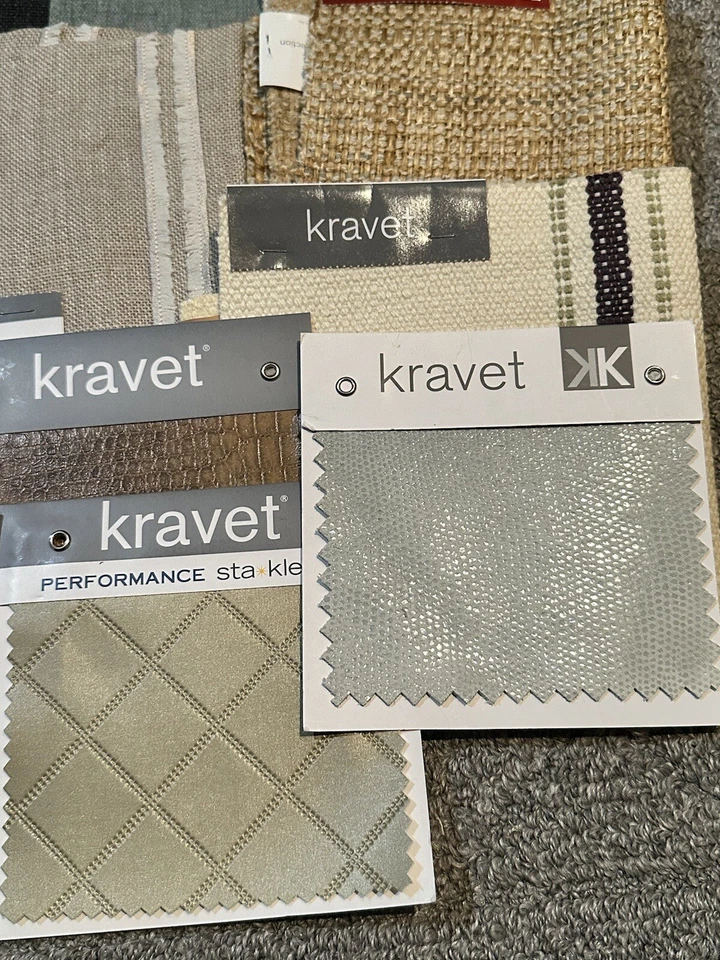 Lot of 43 Kravet Fabric Samples Swatches NEW Mixed Colors Sizes Textures Trims - Image 2 of 4