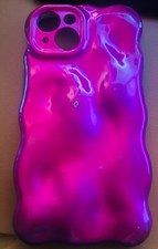 iPhone 14 Curly Wavy Shape Plating Glitter Bling case warm rose Design Laser 3D