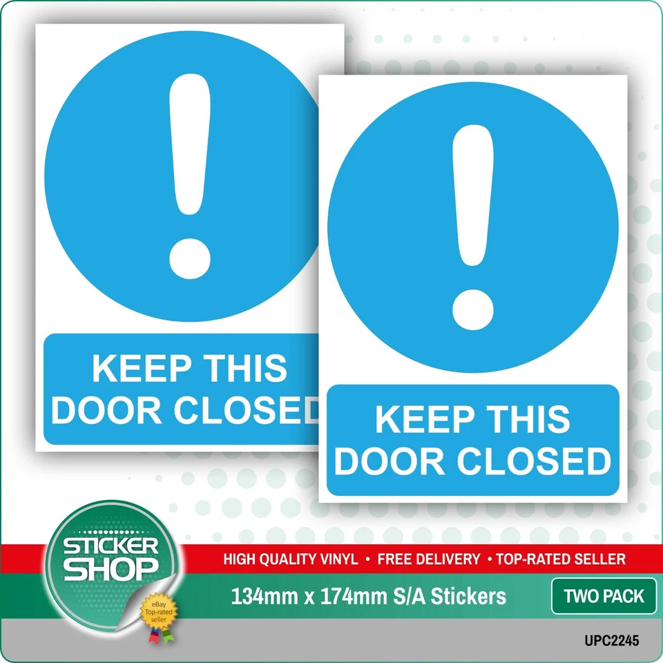 STICKERSHOP103 2 x KEEP THIS DOOR CLOSED WARNING SELF ADHESIVE STICKERS SAFETY SIGNS BUSINESS