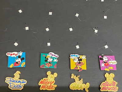 DISNEY DLR CAST LANYARD MICKEY MINNIE WORDS 4 PIN SET YIPES YIPEE WOW AND GOSH