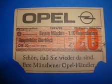 92/93 Ticket FC Bayern München 1. FC Kaiserslautern Eintrittskarte Sammler  