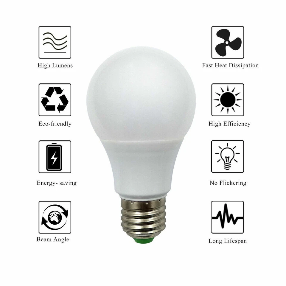 10pcs E27 E26 A19/A60 5W LED Globe Bulb 12-24V Solar System, RV, Marine Light #T - Image 4 of 4