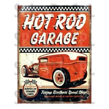 Hot Rod Garage Metal SIGN RETRO Kitchen GARAGE BAR PUB MAN CAVE 10" x 8"