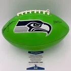 WARREN MOON signed SEATTLE SEAHAWKS Full Size Green Logo Football w/HOF 06 - BAS