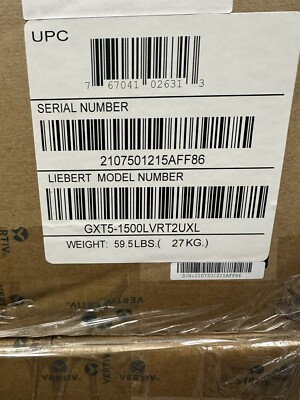 Vertiv | GXT5-1500IRT2UXLE | 1500VA 1500W 230V Online Rack Tower UPS w/New Batt