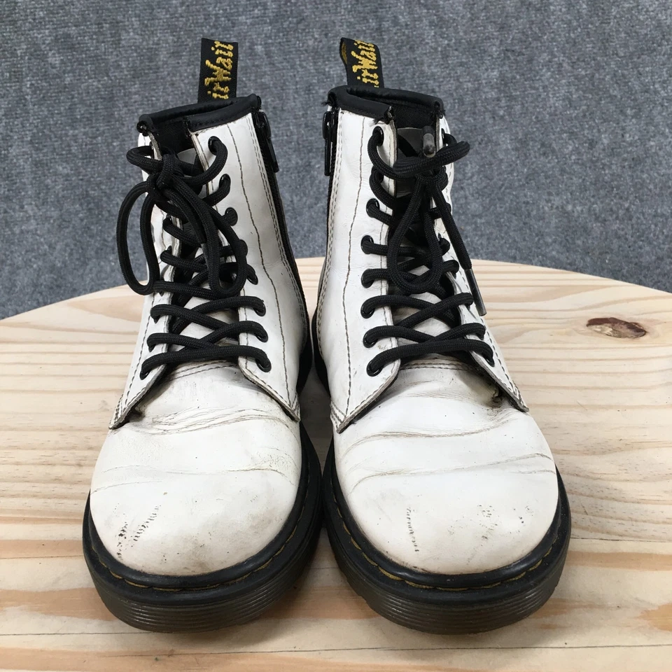 Botas de Combate Dr Martens Juveniles 2 Zavala J Cuero Blanco Punta Redonda Con Cordones 1460 Foto 4 de 4