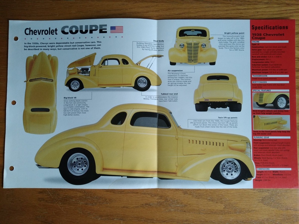1938 Chevy Coupe Hot Rod IMP Spec Sheet / Brochure | eBay