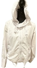 ZYIA Active Womens White Windbreaker Workout Hooded Jacket Transitional Jacket