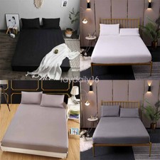 Fitted Sheet Slipcover Protector Stretch Solid Color Dustproof Mattress Cover