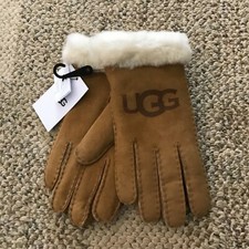UGG Gloves Warm Winter Sheepskin Logo Chestnut Brown 180 Women's S Small