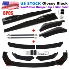 Glossy Black For Honda Civic Sedan Front Bumper Lip Spoiler Side Skirt Rear Lip