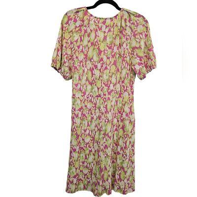 Mango XL Pink Green Floral Print Dress Semi Sheer | eBay Mango XL Pink Green Floral Print Dress Semi Sheer | eBay