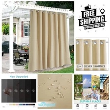 Elegant Extra Wide Outdoor Blackout Curtains 100" x 84" in Biscotti Beige