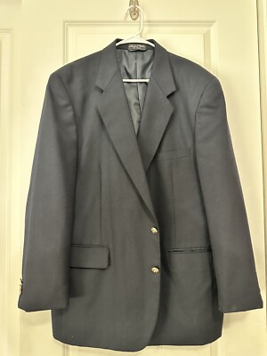 48R Hardy Amies Mens Vintage 2 Button Blazer Sport Coat Dark Navy