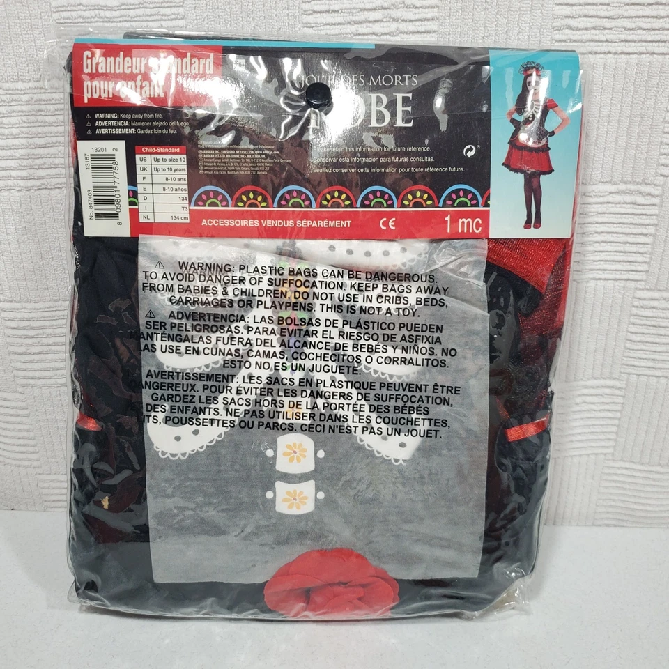 Nuevo - Vestido Disfraz Día de Muertos Solo Niño Talla Estándar (hasta Talla 10) Foto 3 de 4