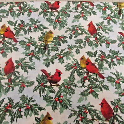 Hautman VIP Cranston Cotton Fabric Christmas Redbirds Berries BTYx44