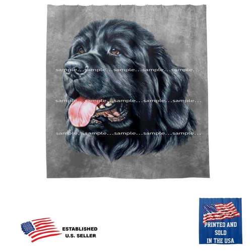Rideau de douche profilé Terre-Neuve portrait canin art gris art États-Unis