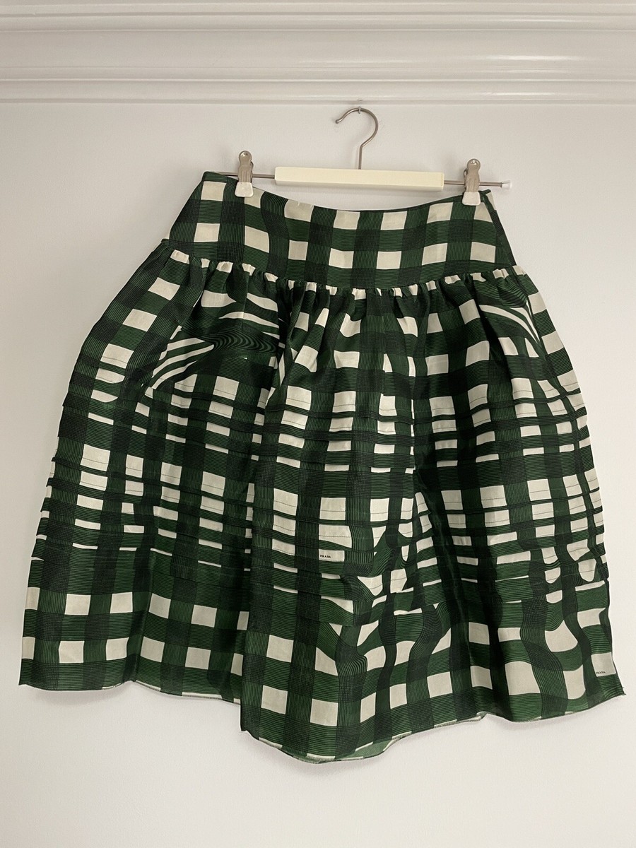 Rare Prada Fairy Spring 2008 Green Wavy Plaid Tier Full Rare Prada Fairy Spring 2008 Green Wavy Plaid Tier Full