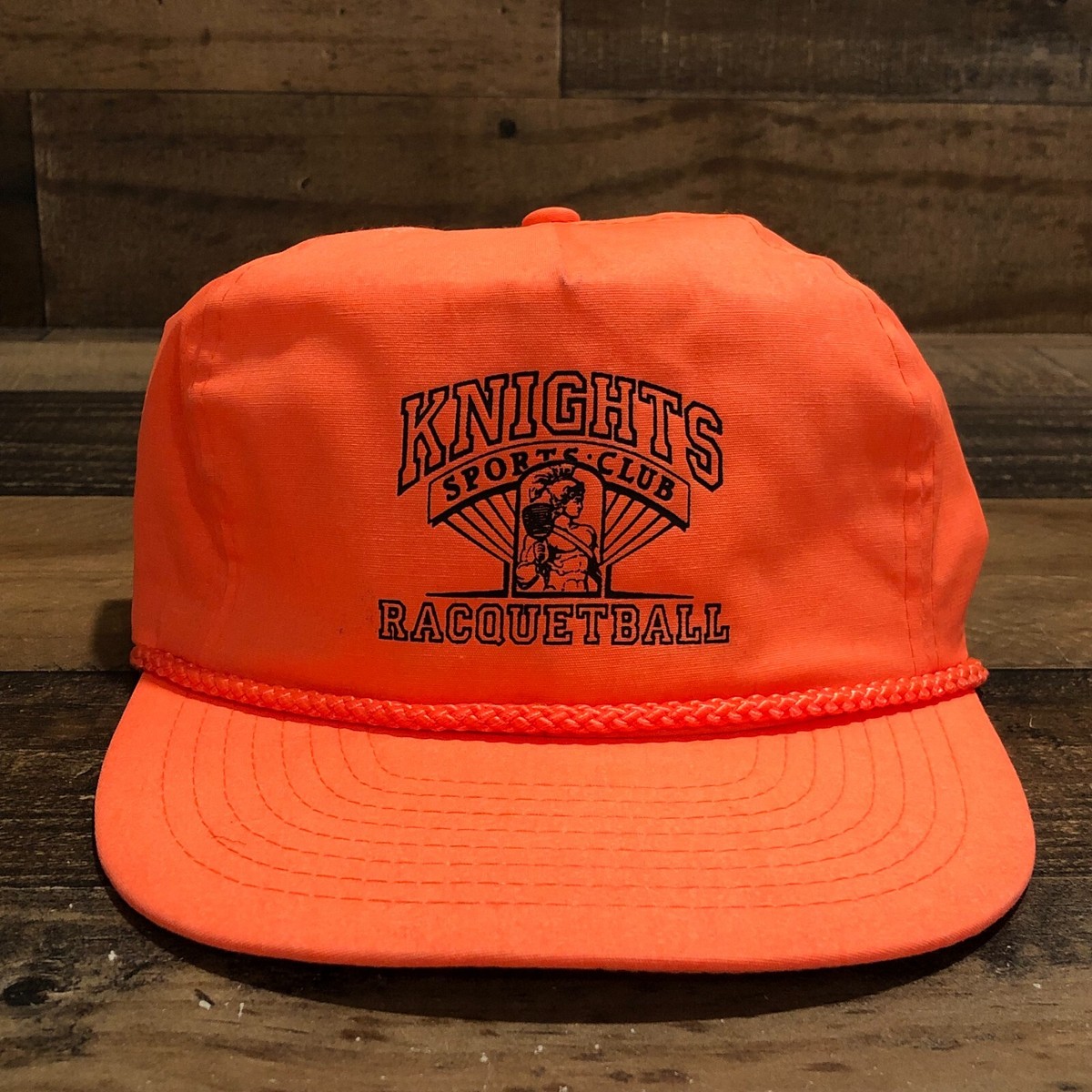 VTG Knights Sports Club Hat Cap Zipper Close Mens Neon Orange