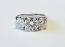 4.00 Carat Moissanite Three Stone Ring in 14k White Gold (Charles and Colvard)