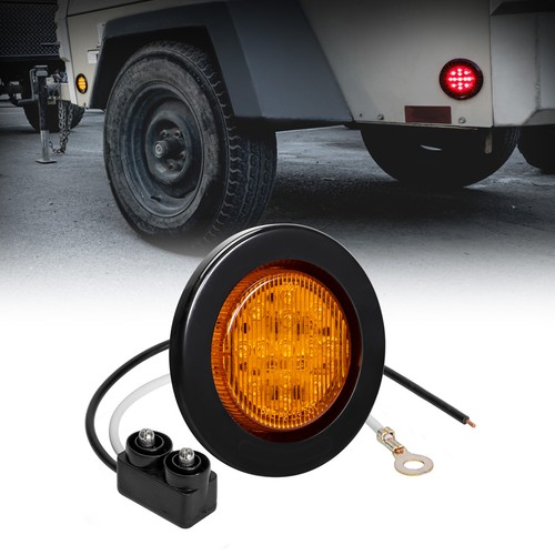 2.5 inch DOT Amber Round Trailer LED Marker Lights w/ Grommet for Truck