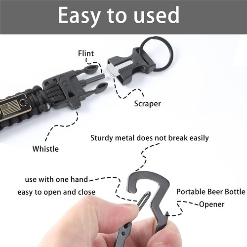 Heavy Duty Braided Paracord Lanyard for ID Badges Tactical 550 Paracord Keychain - Picture 4 of 8