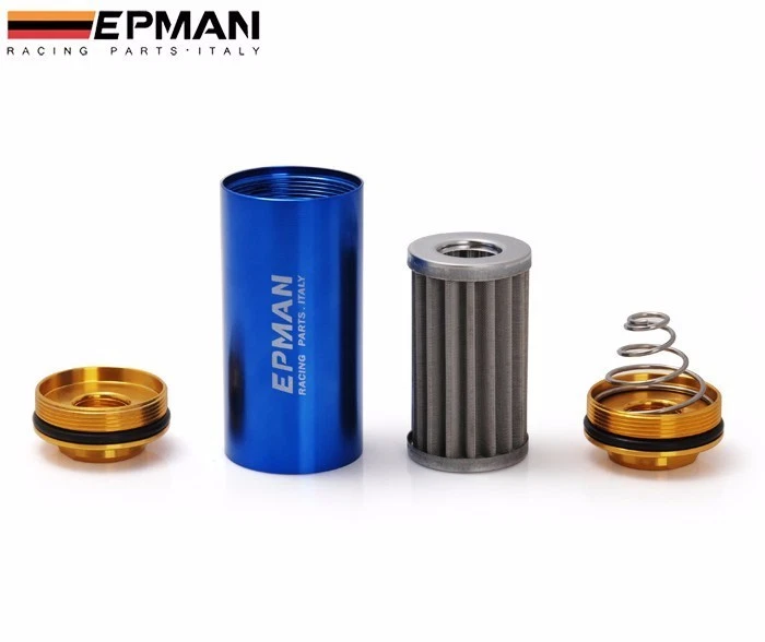 Filtro de combustible en línea Epman Racing Ready AN10 azul con elemento de 100 micras Foto 3 de 4