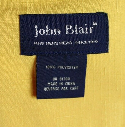 Vintage John Blair Hemd Leinenoptik strukturiert Camp Freizeit gelb S/S Gr. Medium - Bild 4 von 4