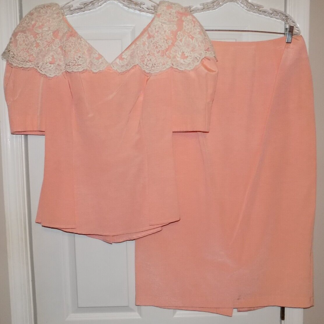 Vintage 80's 90's 18 XL 1X peach bridesmaid formal taffeta skirt top suit  dress | eBay