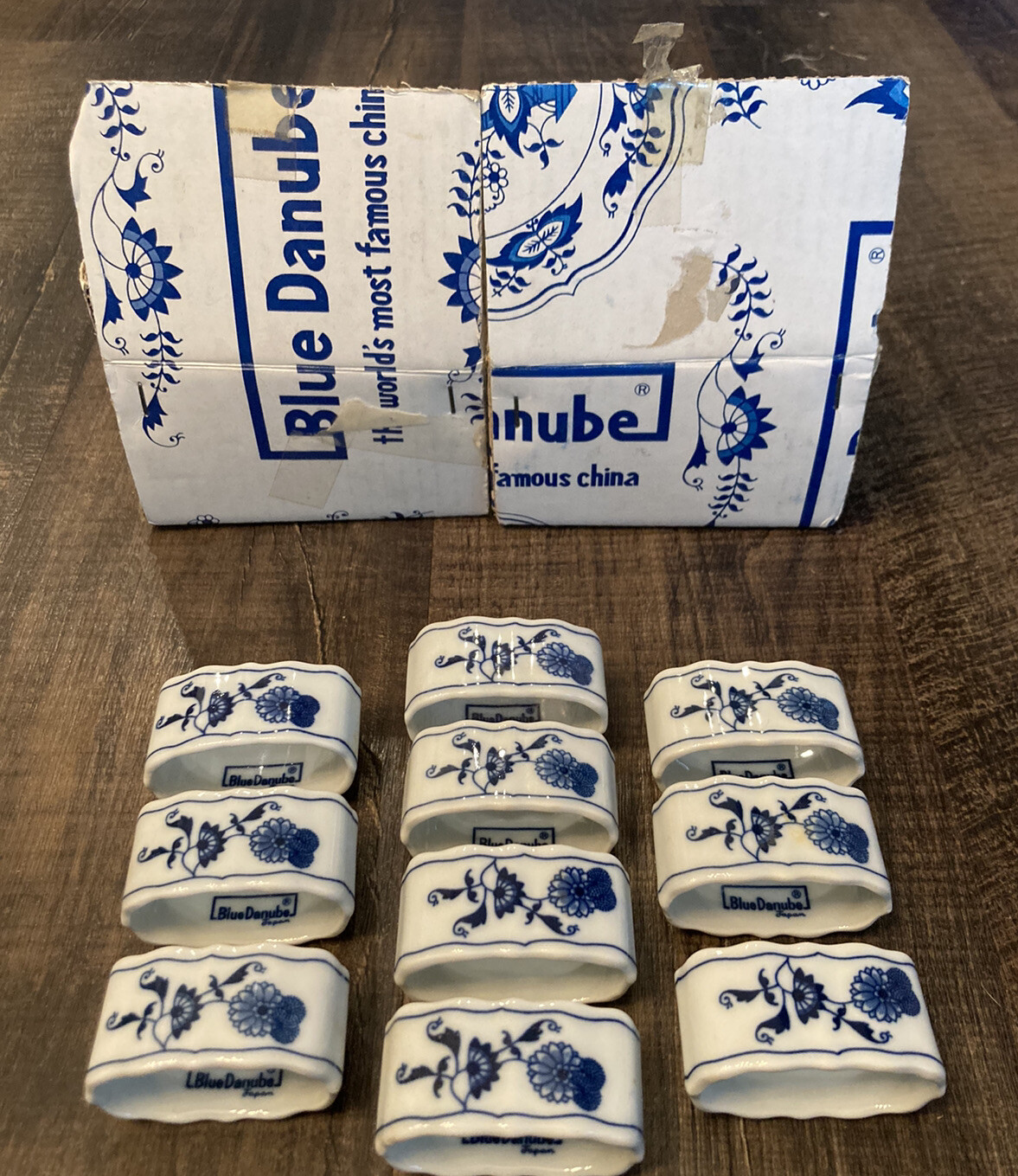 10 Blue Danube Blue Onion Porcelain Napkin Rings 2 1/4” Japan eBay