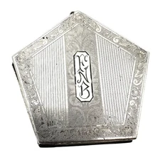 Antique 1800s Sterling Silver Perfume Compact Pendant Chatelaine EAM Sterling