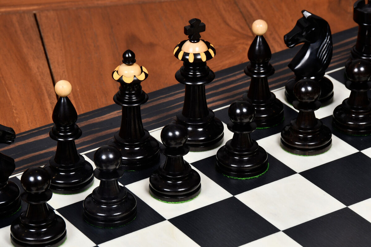 1935 Warsaw Capablanca Simultaneous Chess Pieces in Ebony and Boxwood- 3.8  King