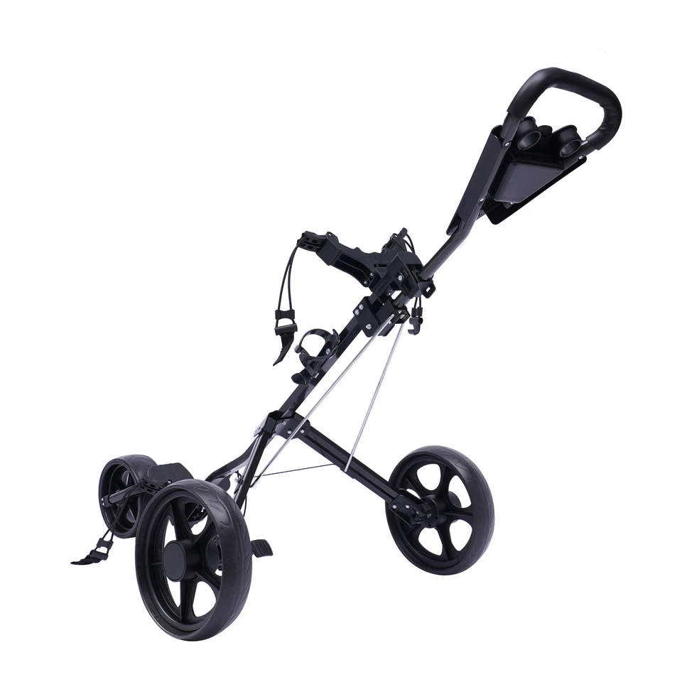 Carro de empuje plegable para caminar de golf de 3 ruedas con soporte para bolsa de golf NUEVO Foto 4 de 4