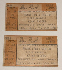 Kenny Rogers Frank Erwin UT Austin TX Country Show Concert Ticket Stub 9/29/1984