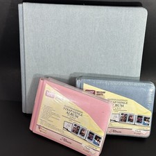 WESTRIM Crafts Strap Hinge Photo Scrapbook Album Blue Pink Denim Lot Of 3