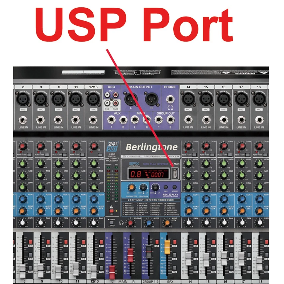 Berlingtone BT-20MX- 20 Channel Professional Bluetooth Studio Audio Mixer, USB - Image 4 of 4