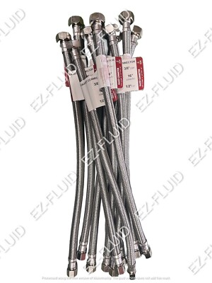 Plumbing Lot 10 pcs 1/2''FIP X 3/8''Comp X 20'' SS Faucet Supply Connector Lines