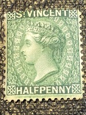 ST. VINCENT QV 1884 Half Penny Green , MINT H