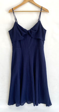 TAHARI Arthur Levine Navy Blue Layered Twist Fit Flare Midi Sundress Size 10