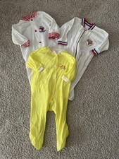 VTG 3 infant American red white blue Footed Sleepers Size Small 0-6