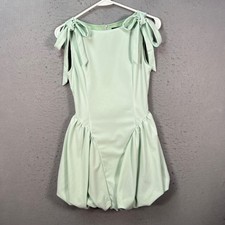 Cider Womens Size XXS Mint Green Mini Dress w/ Tie Shoulders & Bubble Hem