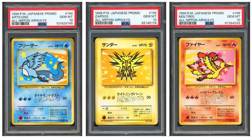 Pokemon PSA 10*3 Articuno & Zapdos & Moltres Promo 1999 All Nippon Airways JPN