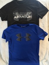 Set of 2 Under Armour Boys' Short Sleeve Heatgear Loose Fit T Shirts Size Medium