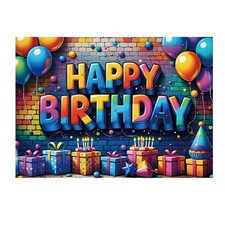 Happy Birthday Backdrop Banner Sign for Boys Girls 5.9x3.6 ft, Multicolor
